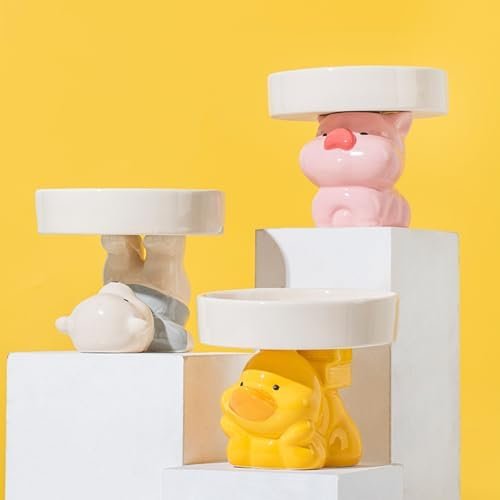 50% off till 7/31: Whimsicalfox Raised Cat Bowls, Cat Food Bowls Elevated, Animal Theme Cute Ceramic Cat Bowl for Indoor Cats, Pet Slow Feeder Water Bowl, Whisker Friendly Prevents Dark Chins, Easy to Clean(Yellow Duck) - Image 9
