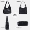 10% + 50% Promo Code: Tote Bag for Women - Vegan Leather Tote Bag Hobo Bags Shoulder Bag Gifts Birthday Gifts for Women Girlfriend Gifts Teacher Gifts Bridesmaid Gifts Mom Gifts Friend Gifts (Black) - Image 3