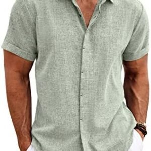 COOFANDY Men’s Summer Beach Cotton Linen Short...