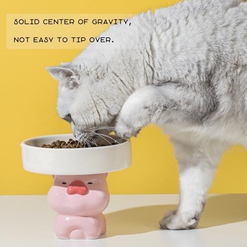 50% off till 7/31: Whimsicalfox Raised Cat Bowls, Cat Food Bowls Elevated, Animal Theme Cute Ceramic Cat Bowl for Indoor Cats, Pet Slow Feeder Water Bowl, Whisker Friendly Prevents Dark Chins, Easy to Clean(Yellow Duck) - Image 16