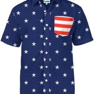 Tipsy Elves Blue Old Glory USA Button Down Shirt for...