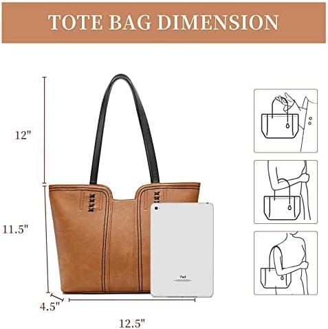 Montana West Tote Bag for Women Top Handle Satchel Purse Oversized Shoulder Handbag Hobo Bags Brown Christmas Gift MWC-118BR - Image 5