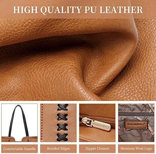 Montana West Tote Bag for Women Top Handle Satchel Purse Oversized Shoulder Handbag Hobo Bags Brown Christmas Gift MWC-118BR - Image 3