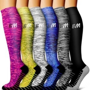 Bluemaple 6 Pack Copper Compression Socks for Women...