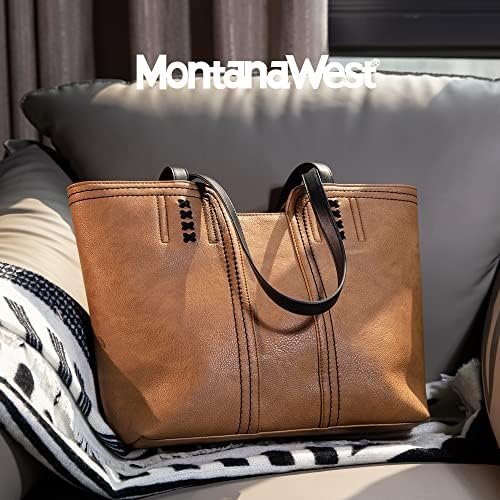 Montana West Tote Bag for Women Top Handle Satchel Purse Oversized Shoulder Handbag Hobo Bags Brown Christmas Gift MWC-118BR - Image 2