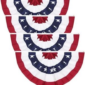 3 x 6 Ft American Pleated Fan Flag, USA Patriotic Half...
