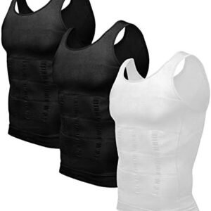 Odoland Men’s 3 Pack Body Shaper Base Layer Shirt Tummy Shirt