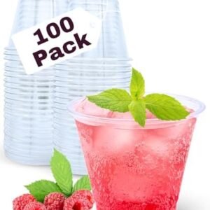Aatriet 100 Pack 9 oz Clear Plastic Cups, 9oz Clear...