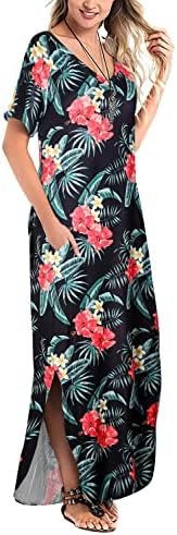 60% OFF 12,700 Reviews : Arolina Women's Summer Maxi Dress Short Sleeve V Neck Casual Loose Long Beach Split Dresses with Pockets - Image 3