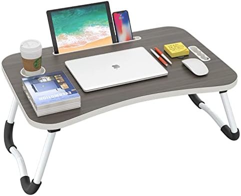 20% OFF | BUYIFY Folding Lap Desk, 23 Inch Portable Wood Black Laptop Bed Desk Lap Desk with Cup Holder, for Working Reading Writing, Eating, Watching Movies for Bed Sofa Couch Floor