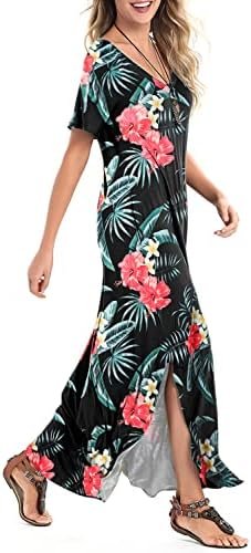 60% OFF 12,700 Reviews : Arolina Women's Summer Maxi Dress Short Sleeve V Neck Casual Loose Long Beach Split Dresses with Pockets - Image 4
