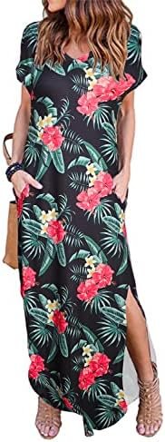 60% OFF 12,700 Reviews : Arolina Women's Summer Maxi Dress Short Sleeve V Neck Casual Loose Long Beach Split Dresses with Pockets