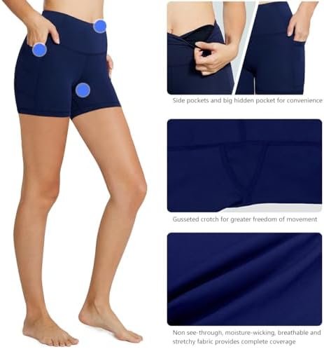 10% OFF | baleaf Biker Shorts Women Yoga Gym Workout Spandex Running Volleyball Tummy Control Compression with Pockets 5" - Image 4