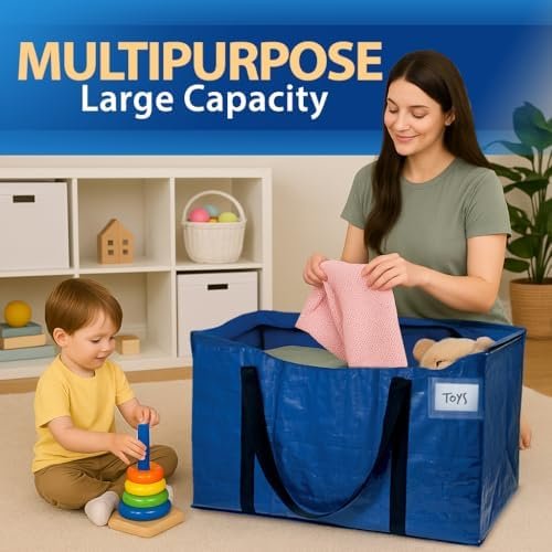 ClearSpace Extra Heavy Duty Moving Bags with Zipper, 6 Pack – Extra Large Storage Bags for Clothes, Moving Boxes or Packing for Organization - Clothing Storage with Carrying Handles - Image 6