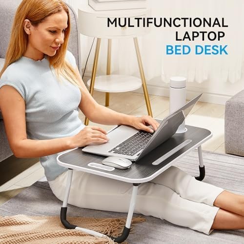 20% OFF | BUYIFY Folding Lap Desk, 23 Inch Portable Wood Black Laptop Bed Desk Lap Desk with Cup Holder, for Working Reading Writing, Eating, Watching Movies for Bed Sofa Couch Floor - Image 5