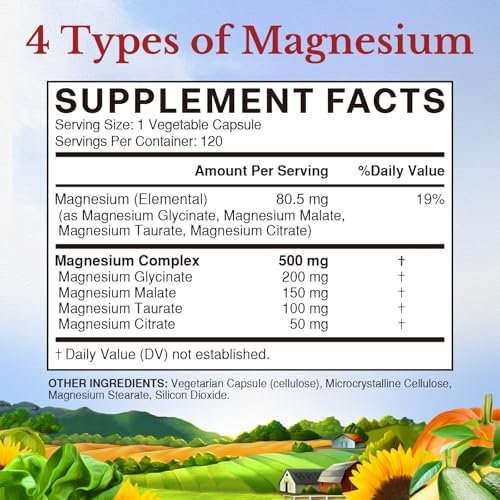 36% off: Vitalitown Magnesium Complex Supplement 500mg - Maximized Absorption Chelated Magnesium Glycinate, Malate, Taurate & Citrate - Vegan Non-GMO 120 Capsules for Sleep, Energy & Heart - Image 8