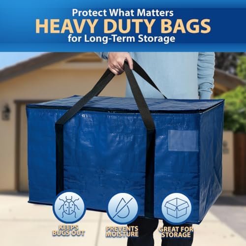 ClearSpace Extra Heavy Duty Moving Bags with Zipper, 6 Pack – Extra Large Storage Bags for Clothes, Moving Boxes or Packing for Organization - Clothing Storage with Carrying Handles - Image 5