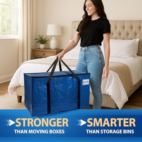 ClearSpace Extra Heavy Duty Moving Bags with Zipper, 6 Pack – Extra Large Storage Bags for Clothes, Moving Boxes or Packing for Organization - Clothing Storage with Carrying Handles - Image 4