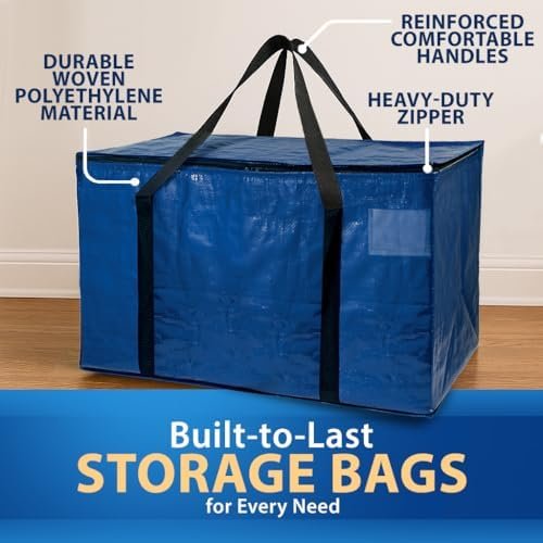 ClearSpace Extra Heavy Duty Moving Bags with Zipper, 6 Pack – Extra Large Storage Bags for Clothes, Moving Boxes or Packing for Organization - Clothing Storage with Carrying Handles - Image 3