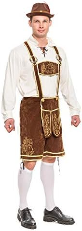 Spooktacular Creations Halloween Men Oktoberfest Costume Set, Lederhosen Men with German Bavarian Hat, Beer Costume, Adults Halloween Brown Outfit for Beer Festival Party (X-Large) : Clothing, Shoes & Jewelry - Image 3