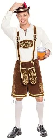 Spooktacular Creations Halloween Men Oktoberfest Costume Set, Lederhosen Men with German Bavarian Hat, Beer Costume, Adults Halloween Brown Outfit for Beer Festival Party (X-Large) : Clothing, Shoes & Jewelry - Image 2