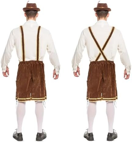 Spooktacular Creations Halloween Men Oktoberfest Costume Set, Lederhosen Men with German Bavarian Hat, Beer Costume, Adults Halloween Brown Outfit for Beer Festival Party (X-Large) : Clothing, Shoes & Jewelry - Image 8