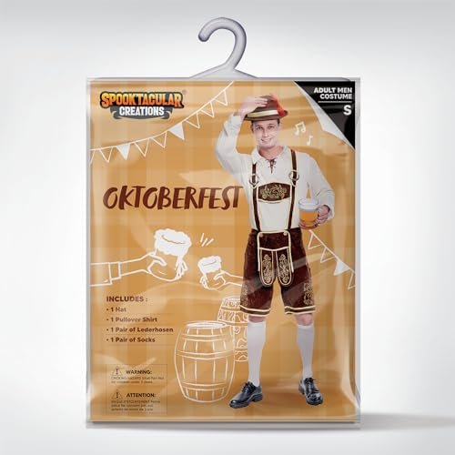 Spooktacular Creations Halloween Men Oktoberfest Costume Set, Lederhosen Men with German Bavarian Hat, Beer Costume, Adults Halloween Brown Outfit for Beer Festival Party (X-Large) : Clothing, Shoes & Jewelry - Image 7