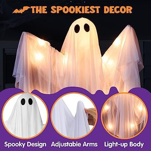 70% Off | JOYIN Halloween Hanging Light up Ghost with Spooky Warm White LED Light - Image 3