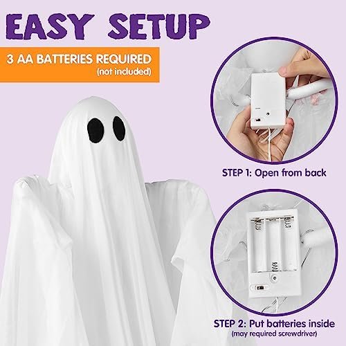 70% Off | JOYIN Halloween Hanging Light up Ghost with Spooky Warm White LED Light - Image 4