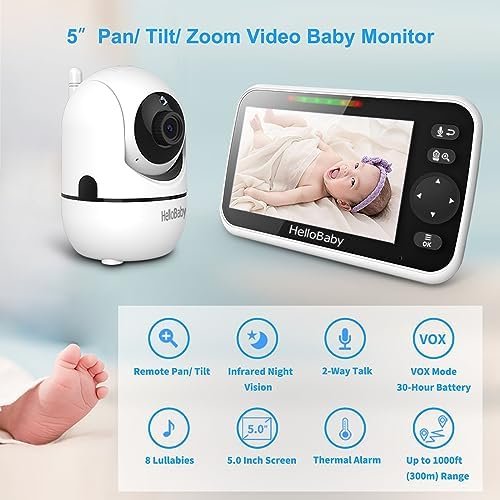 49% Off | HelloBaby No WiFi Baby Monitor 5" Screen 30-Hour Battery - Image 2