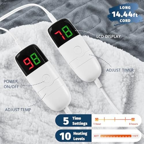 27% Off | Heated Electric Blanket Queen Size - 84" x 90" Heating Blanket with Dual Control - Image 3