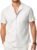 JMIERR Men’s Casual Cuban Shirt Band Collar Short Sleeve Shirt Summer Beach Shirts with Pocket
